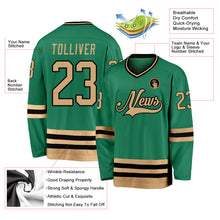 Laden Sie das Bild in den Galerie-Viewer, Custom Kelly Green Old Gold-Black Hockey Jersey
