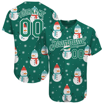 Custom Kelly Green Kelly Green-White Christmas 3D Authentic Baseball Jersey