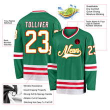 Load image into Gallery viewer, Custom Kelly Green White-Red Hockey Jersey
