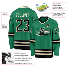 Load image into Gallery viewer, Custom Kelly Green Black-Cream Hockey Jersey
