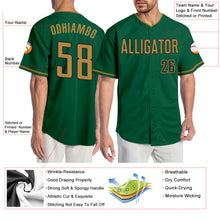 Load image into Gallery viewer, Custom Kelly Green Old Gold-Black Authentic Baseball Jersey
