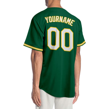 Custom Kelly Green White-Gold Authentic Baseball Jersey