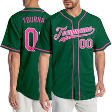 Laden Sie das Bild in den Galerie-Viewer, Custom Kelly Green Pink-White Authentic Baseball Jersey
