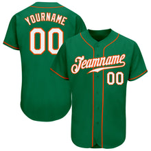 Laden Sie das Bild in den Galerie-Viewer, Custom Kelly Green White-Orange Authentic Baseball Jersey
