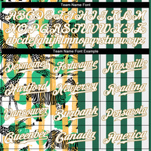 Load image into Gallery viewer, Custom Kelly Green White-Old Gold 3D Pattern Design Zebras And Giraffes Authentic Baseball Jersey
