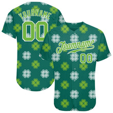 Load image into Gallery viewer, Custom Kelly Green Neon Green-White 3D Pattern Design Authentic St. Patrick&#39;s Day Baseball Jersey
