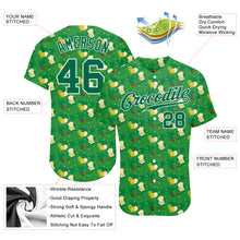 Charger l&#39;image dans la galerie, Custom Kelly Green Kelly Green-White 3D Pattern Design Authentic St. Patrick&#39;s Day Baseball Jersey
