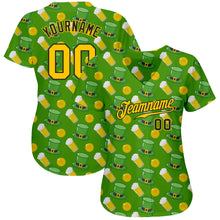 Load image into Gallery viewer, Custom Kelly Green Gold-Black 3D Pattern Design Authentic St. Patrick&#39;s Day Baseball Jersey
