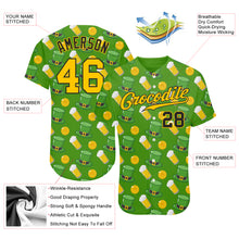 Load image into Gallery viewer, Custom Kelly Green Gold-Black 3D Pattern Design Authentic St. Patrick&#39;s Day Baseball Jersey
