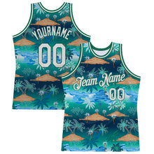 Load image into Gallery viewer, Custom Kelly Green White-Kelly Green 3D Pattern Hawaii Palm Trees Authentic Basketball Jersey
