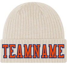 Load image into Gallery viewer, Custom City Cream Orange-Royal Stitched Cuffed Knit Hat
