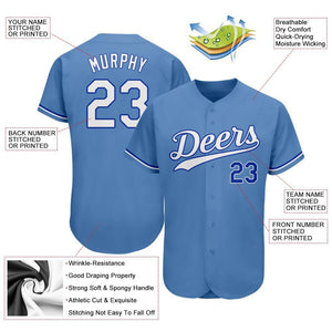 Custom Light Blue White-Royal Authentic Baseball Jersey