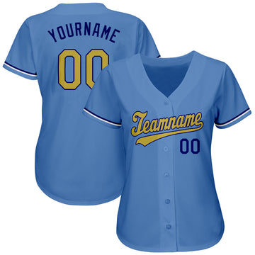 Custom Light Blue Old Gold-Royal Authentic Baseball Jersey