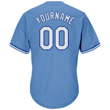 Load image into Gallery viewer, Custom Light Blue White-Royal Authentic Throwback Rib-Knit Baseball Jersey Shirt
