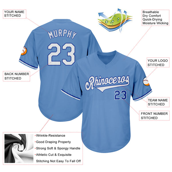 Sale Build Royal Baseball Authentic Light Blue Throwback Shirt