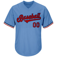 Laden Sie das Bild in den Galerie-Viewer, Custom Light Blue Red-Navy Authentic Throwback Rib-Knit Baseball Jersey Shirt
