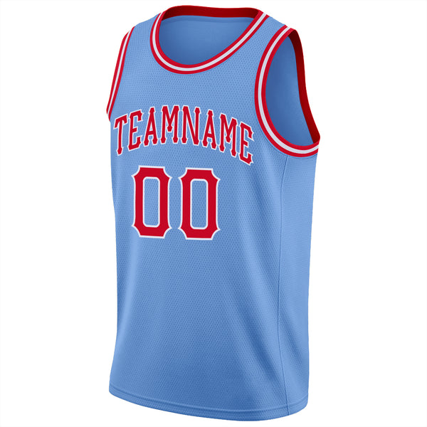 Sale Build White Basketball Light Blue Rib-Knit Jersey Red