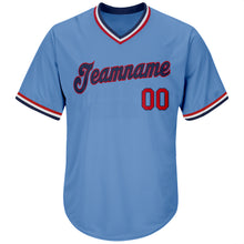 Загрузить изображение в средство просмотра галереи, Custom Light Blue Red-Navy Authentic Throwback Rib-Knit Baseball Jersey Shirt
