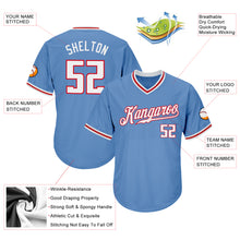 Charger l&#39;image dans la galerie, Custom Light Blue White-Red Authentic Throwback Rib-Knit Baseball Jersey Shirt

