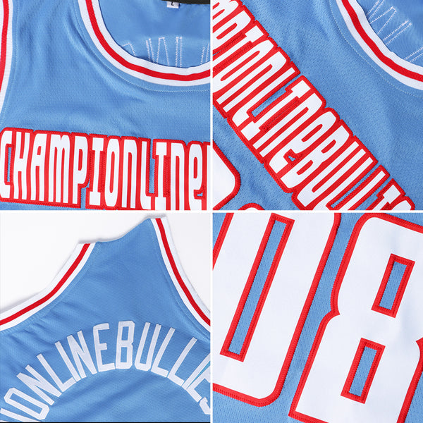 Sale Build Pink Basketball White Rib-Knit Jersey Light Blue –  CustomJerseysPro