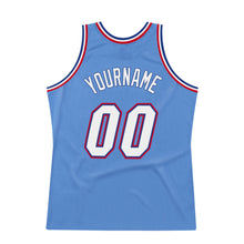 Load image into Gallery viewer, Custom Light Blue White-Royal Authentic Throwback Basketball Jersey
