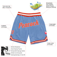 Load image into Gallery viewer, Custom Light Blue Orange-White Authentic Throwback Basketball Shorts
