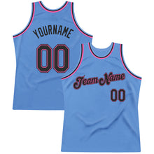 Load image into Gallery viewer, Custom Light Blue Black-Pink Authentic Throwback Basketball Jersey
