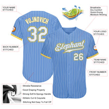 Charger l&#39;image dans la galerie, Custom Light Blue White Pinstripe White-Gold Authentic Baseball Jersey
