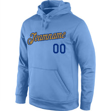 Load image into Gallery viewer, Custom Stitched Light Blue Old Gold-Royal Sports Pullover Sweatshirt Hoodie
