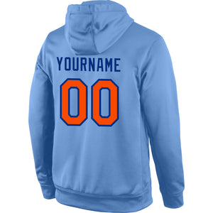 Custom Stitched Light Blue Orange-Royal Sports Pullover Sweatshirt Hoodie