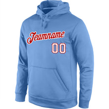 Load image into Gallery viewer, Custom Stitched Light Blue White-Red Sports Pullover Sweatshirt Hoodie
