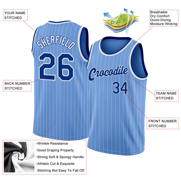 Custom Own Royal White Light Blue Basketball Stitched Jersey Free