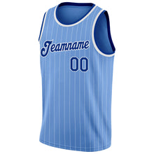 Load image into Gallery viewer, Custom Light Blue White Pinstripe Royal-White Authentic Basketball Jersey
