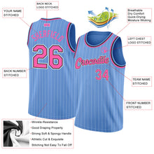 Load image into Gallery viewer, Custom Light Blue White Pinstripe Pink-Black Authentic Basketball Jersey

