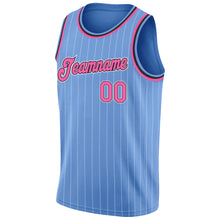 Load image into Gallery viewer, Custom Light Blue White Pinstripe Pink-Black Authentic Basketball Jersey
