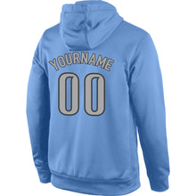 Laden Sie das Bild in den Galerie-Viewer, Custom Stitched Light Blue Gray-Navy Sports Pullover Sweatshirt Hoodie
