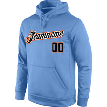 Load image into Gallery viewer, Custom Stitched Light Blue Black-Orange Sports Pullover Sweatshirt Hoodie
