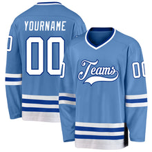 Load image into Gallery viewer, Custom Light Blue White-Royal Hockey Jersey

