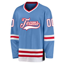 Laden Sie das Bild in den Galerie-Viewer, Custom Light Blue White-Red Hockey Jersey
