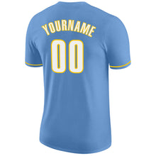 Load image into Gallery viewer, Custom Light Blue White-Gold Performance T-Shirt
