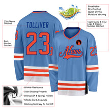 Загрузить изображение в средство просмотра галереи, Custom Light Blue Orange-Royal Hockey Jersey
