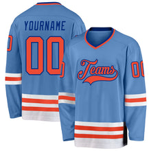 Загрузить изображение в средство просмотра галереи, Custom Light Blue Orange-Royal Hockey Jersey
