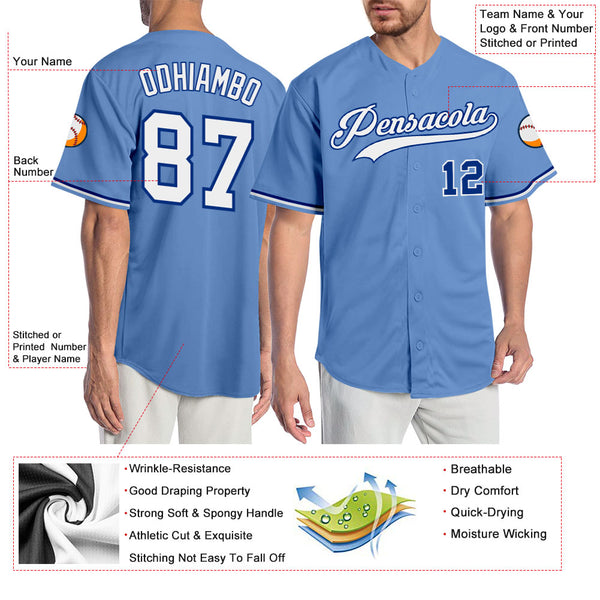 Cheap Custom Light Blue White-Royal Authentic Baseball Jersey Free Shipping  – CustomJerseysPro