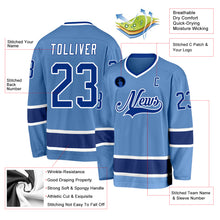 Load image into Gallery viewer, Custom Light Blue Royal-White Hockey Jersey
