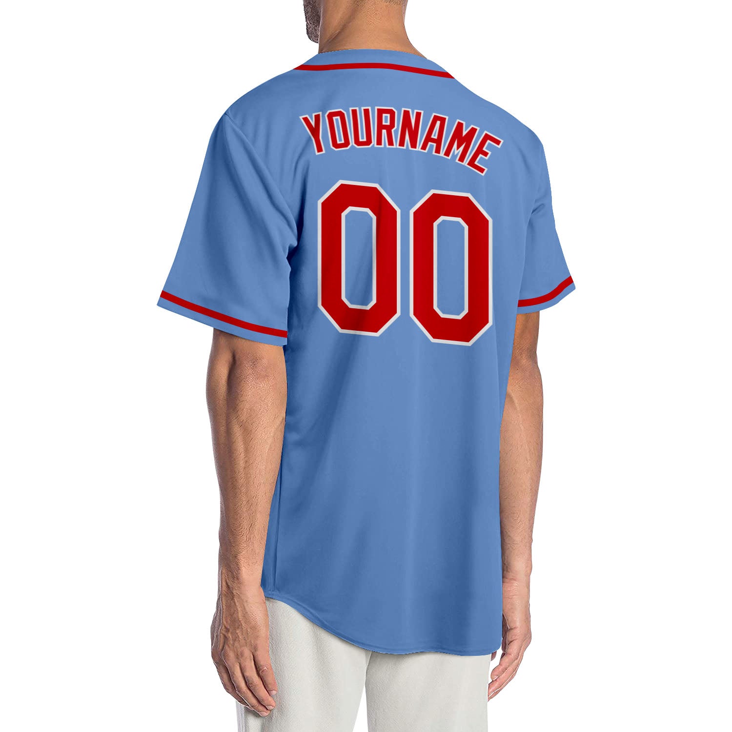 Cheap Custom Light Blue Red-White Authentic Baseball Jersey Free Shipping –  CustomJerseysPro