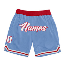 Charger l&#39;image dans la galerie, Custom Light Blue White-Red Authentic Throwback Basketball Shorts
