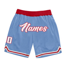 Load image into Gallery viewer, Custom Light Blue White-Red Authentic Throwback Basketball Shorts
