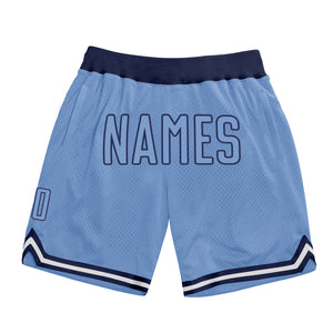 Custom Light Blue Light Blue-Navy Authentic Throwback Basketball Shorts