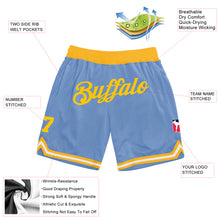 Load image into Gallery viewer, Custom Light Blue Gold Authentic Throwback Basketball Shorts
