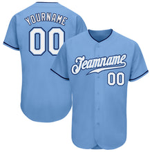 Load image into Gallery viewer, Custom Light Blue White-Navy Authentic Baseball Jersey
